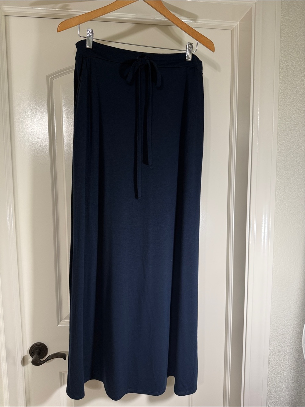 Zenana Outfitters Navy Blue Maxi Skirt with Drawstring